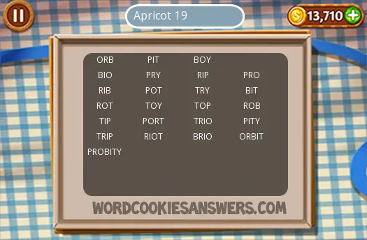 Word Cookies Apricot Level 19 - Word Cookies Answers